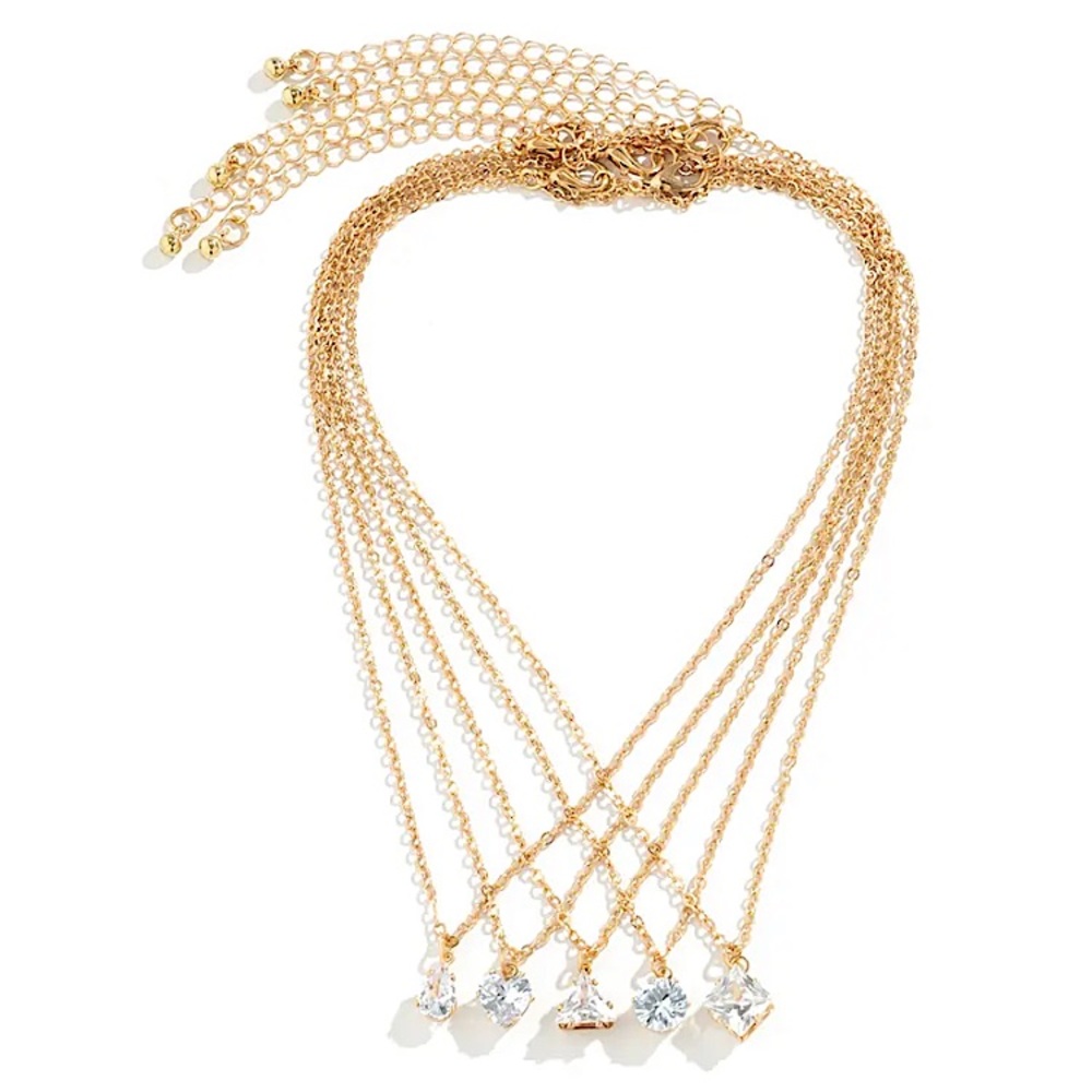 ⚜️𝟯𝟬%𝗢𝗙𝗙 𝗯𝘂𝗻𝗱𝗹𝗲𝘀 𝟯+⚜️ NEW CZ 5 Delicate Necklaces Set - Picture 9 of 13